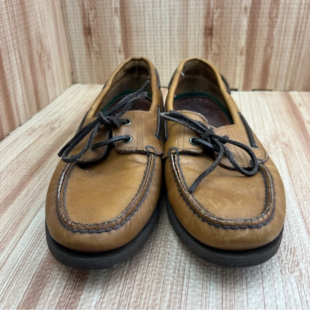 Quoddy Shoes Mens 10 Brown Leather Boat Camp Slip On Moccasins Comfort